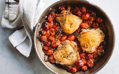 One-Pan Chicken Thighs with Blistered Cherry Tomatoes