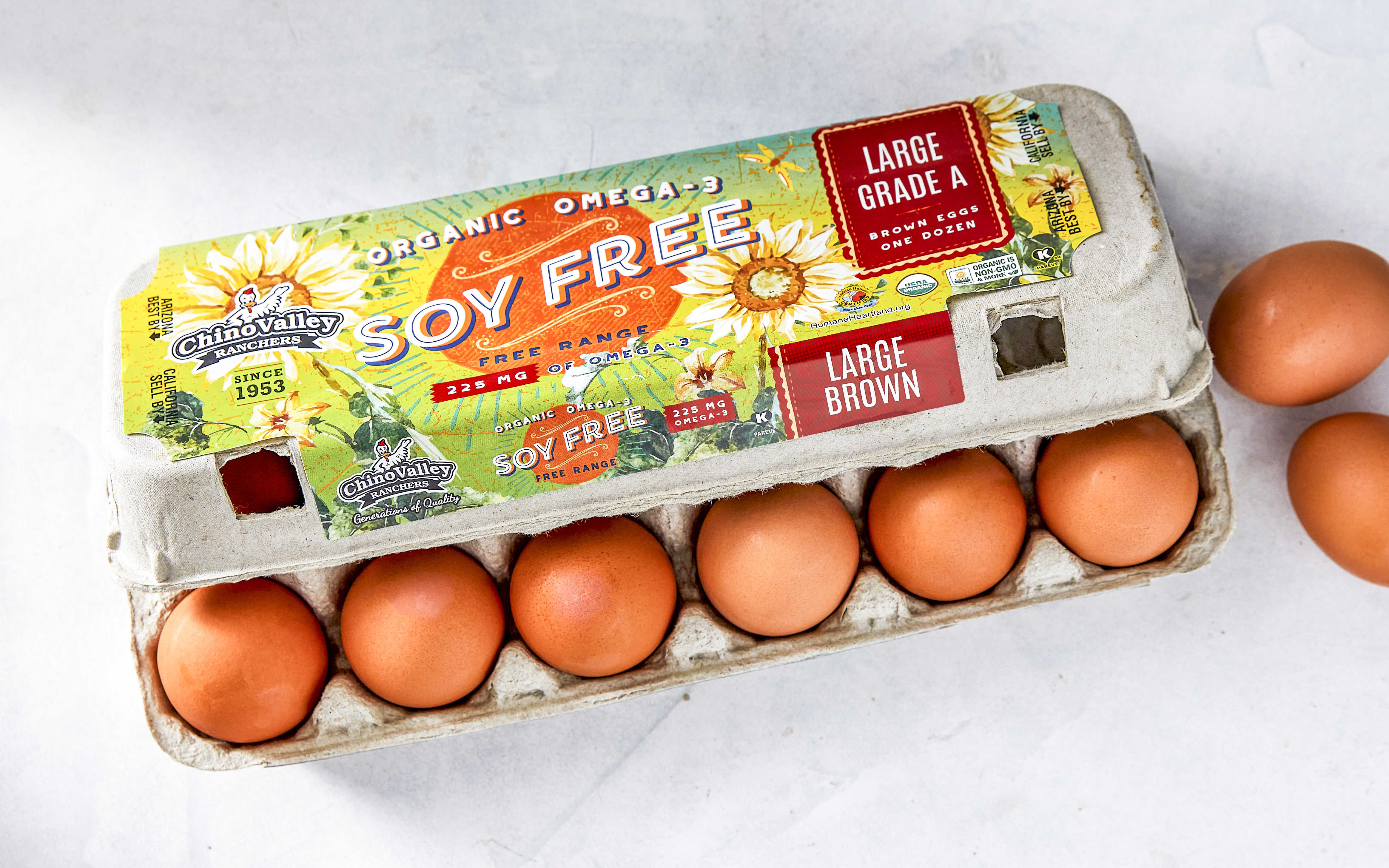 Organic Omega 3 Soy Free Eggs Large 1 dozen Chino Valley