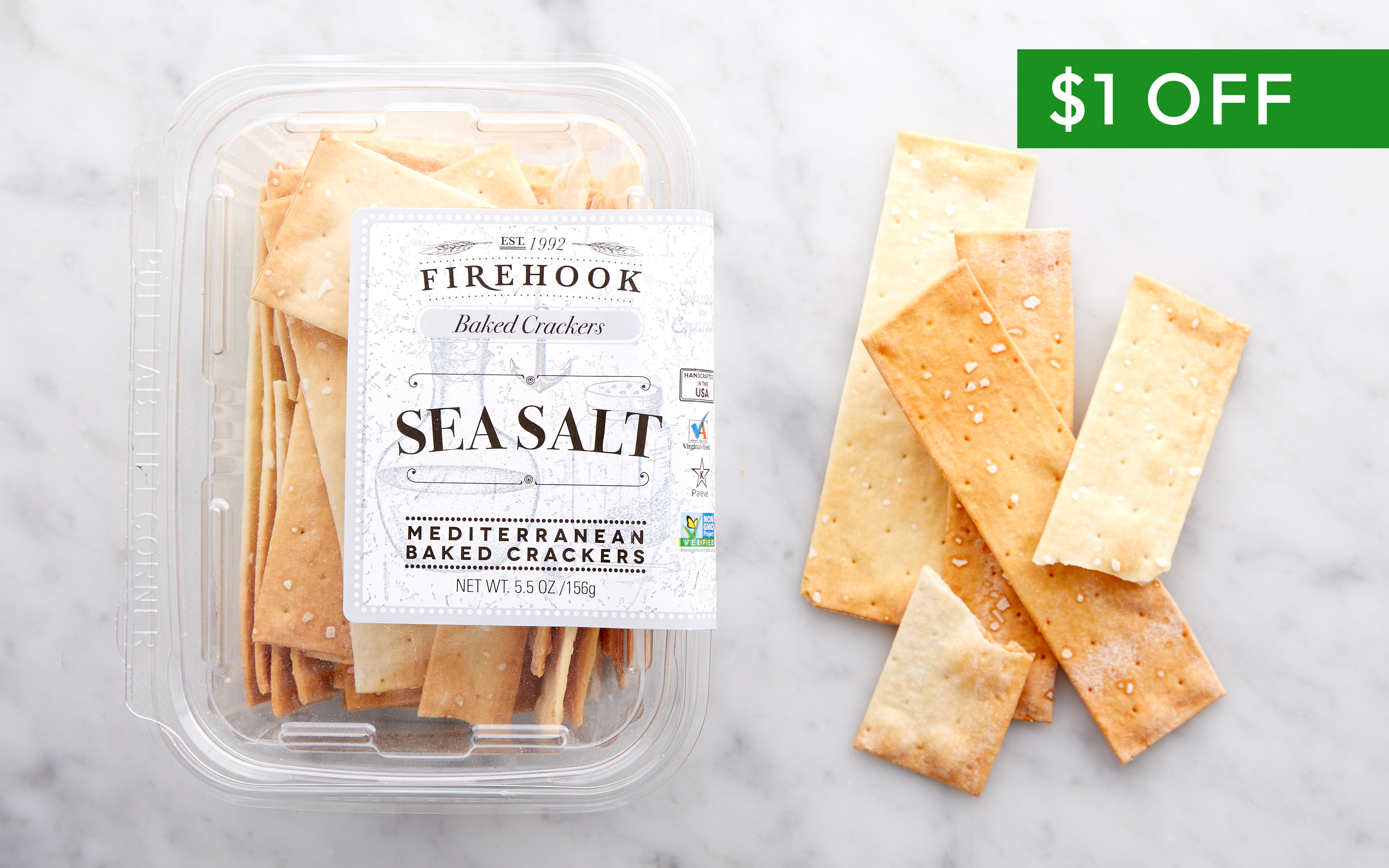 Sea Salt Baked Crackers 5.5 oz Firehook Bakery Good Eggs