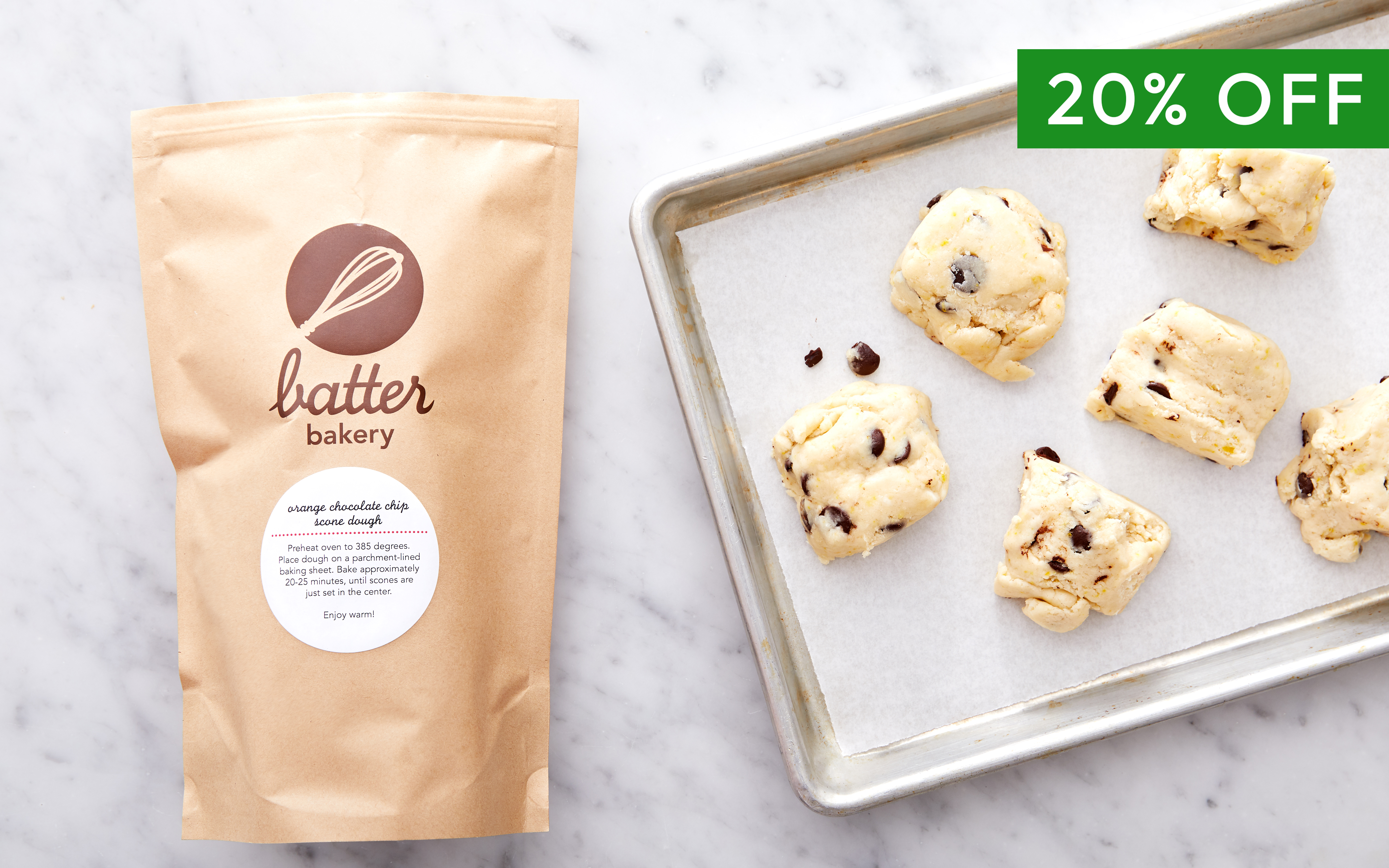 Orange Chocolate Chip Scone Dough 6 count Batter Bakery Good Eggs