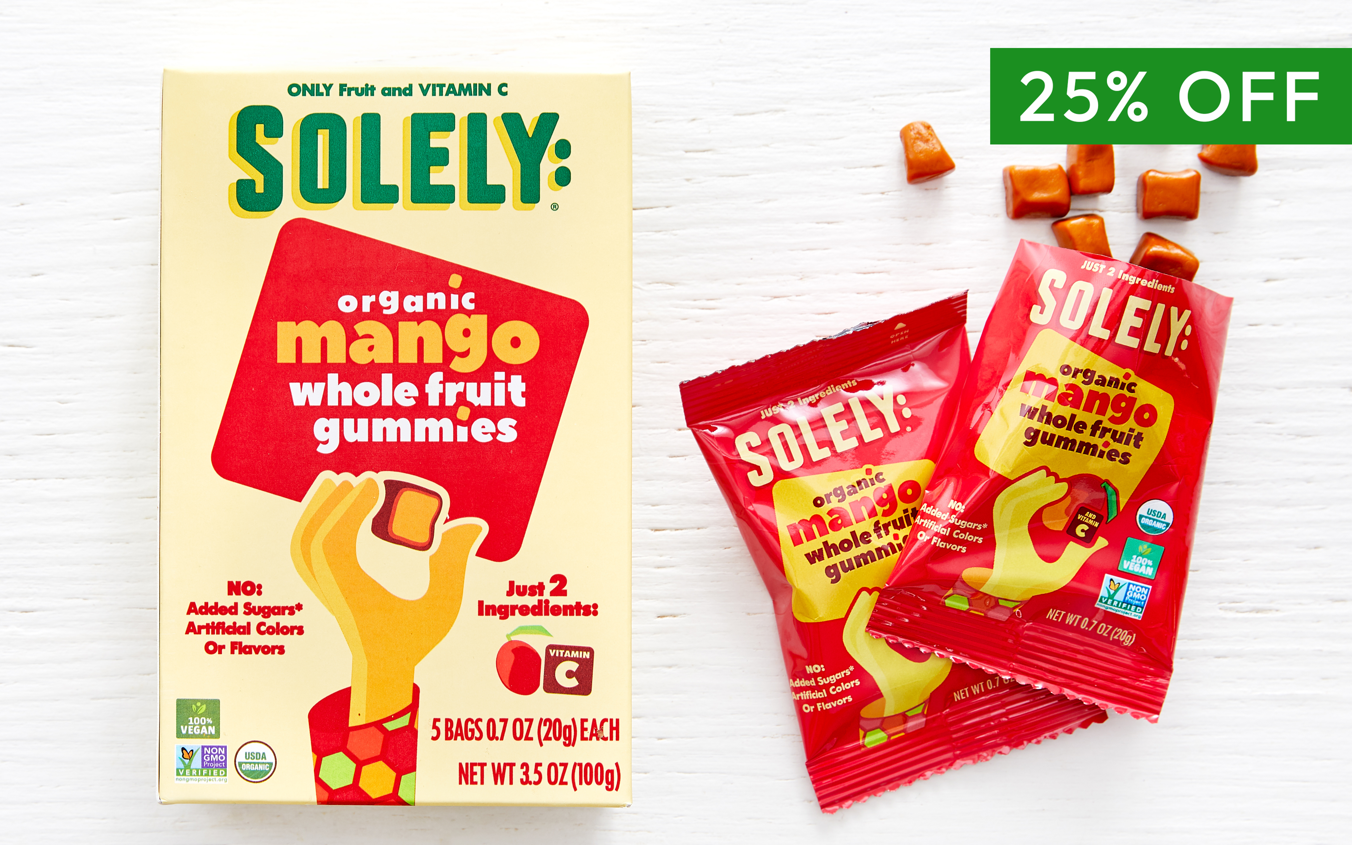 Organic Mango Whole Fruit Gummies 3.5 oz Solely Good Eggs