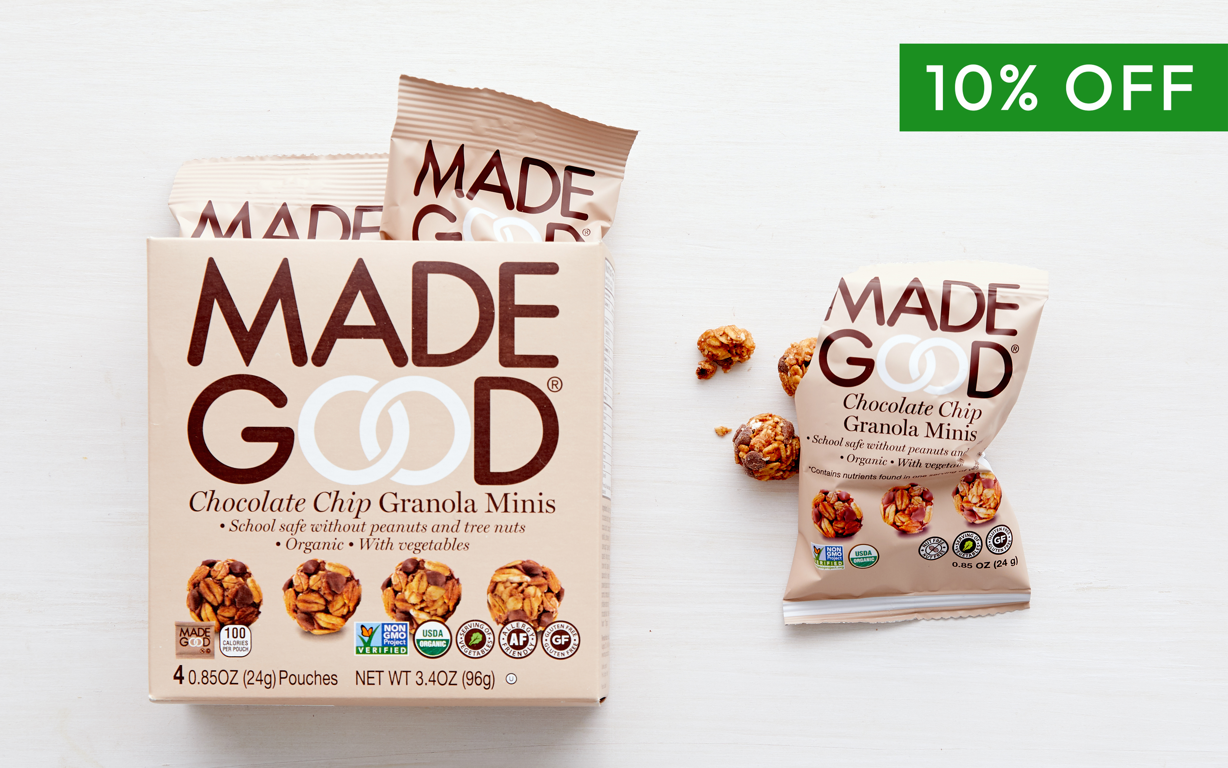 Organic Chocolate Chip Granola Minis 5 count MadeGood Foods Good Eggs