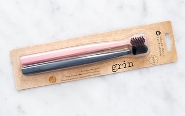 Pink & Navy Soft Biodegradable Charcoal-Infused Toothbrushes