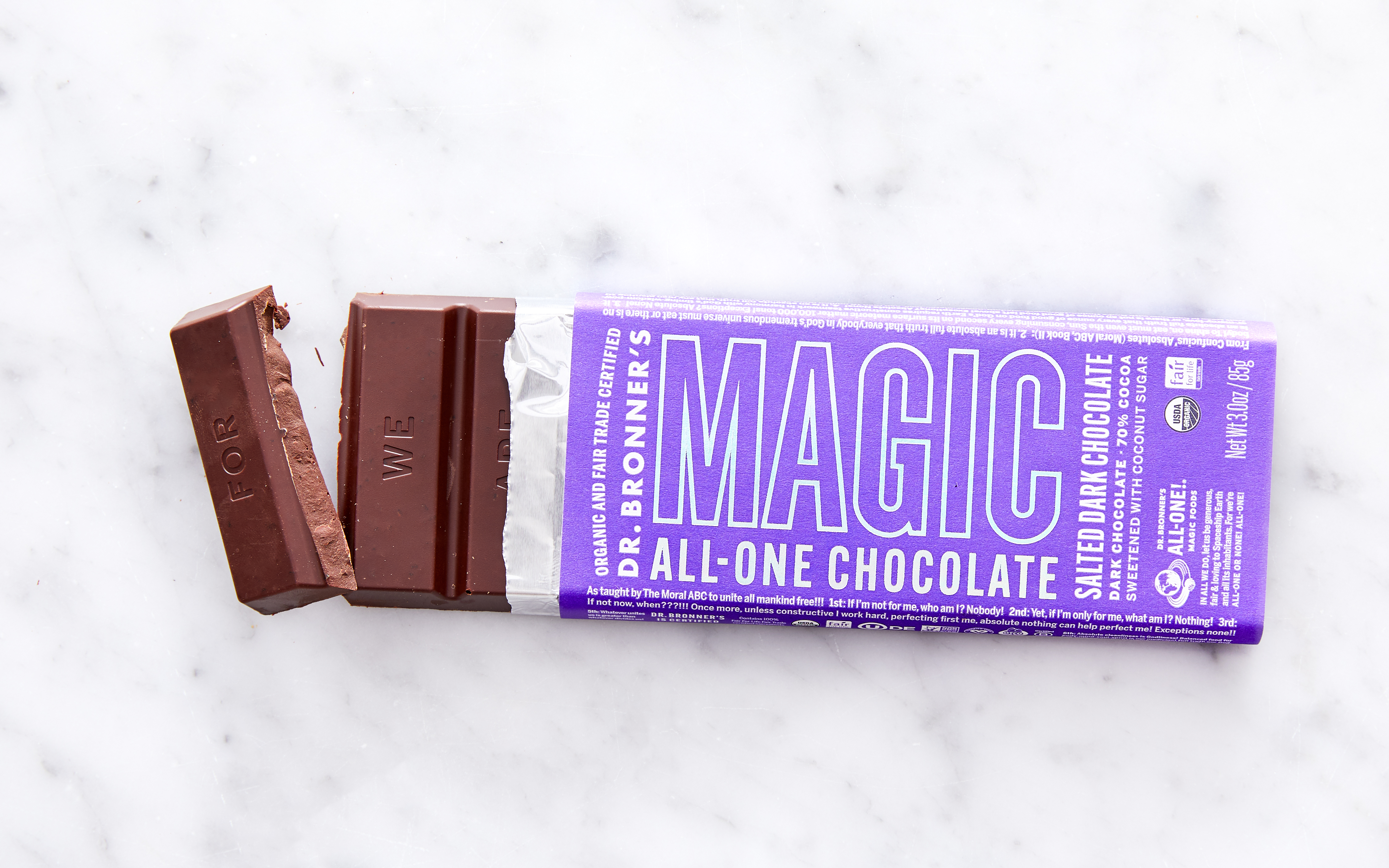 Organic Salted Dark Chocolate Magic Bar 3 oz Dr. Bronner's Good Eggs