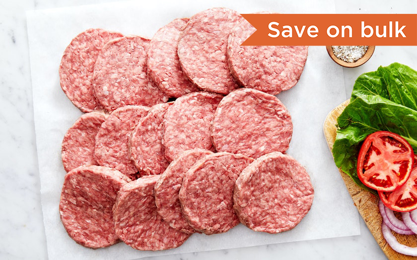 Bulk GrassFed Beef Burger Patties (Frozen) 5 lb Stemple Creek