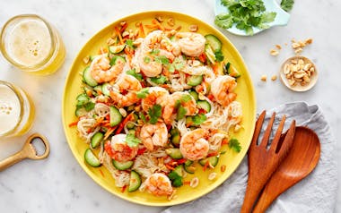 Rice Noodle Salad with Shrimp, Cucumbers & Carrots