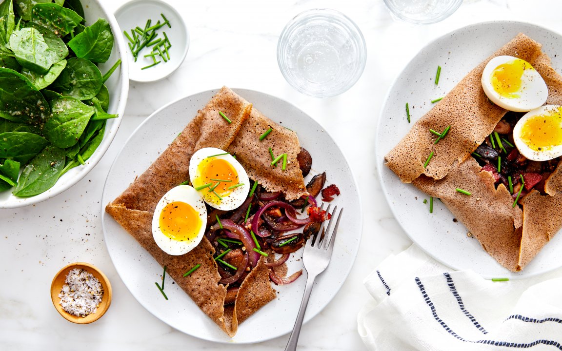 MA Buckwheat Crêpes with Sautéed Mushrooms, Bacon & Jammy Eggs 3