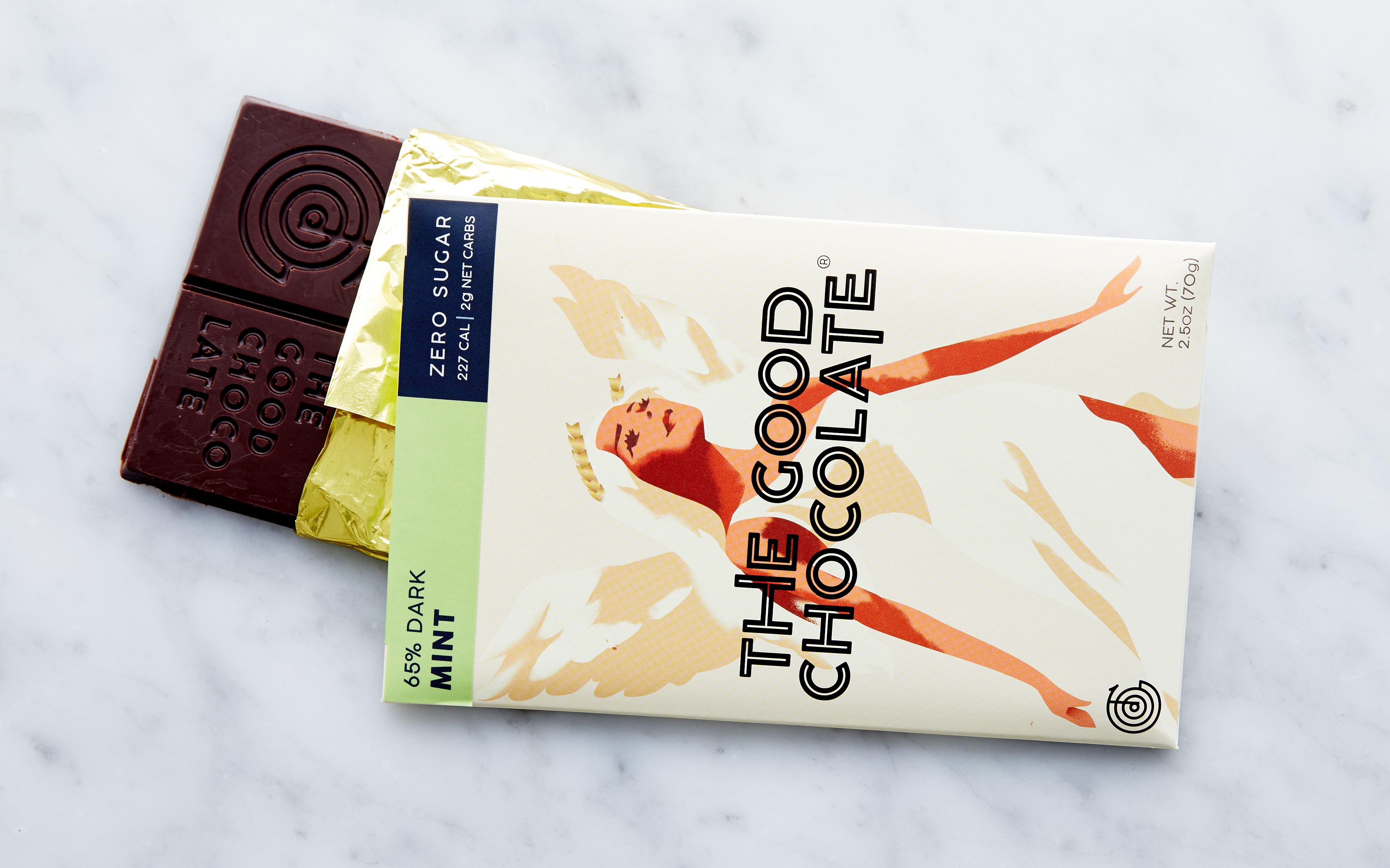 Zero Sugar 65 Mint Dark Chocolate Bar 2.5 oz The Good Chocolate