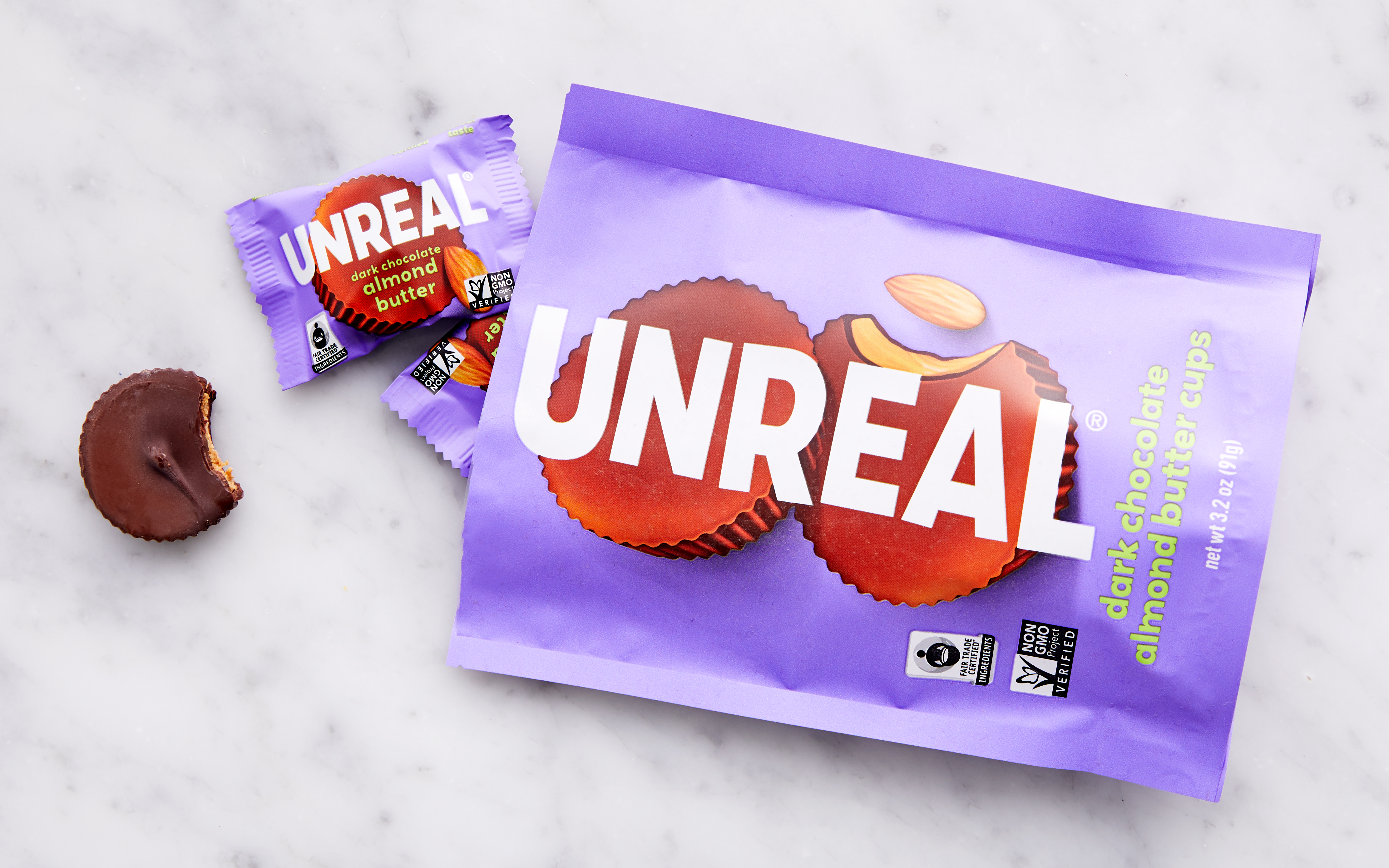 Dark Chocolate Almond Butter Cups 3.2 oz Unreal Good Eggs