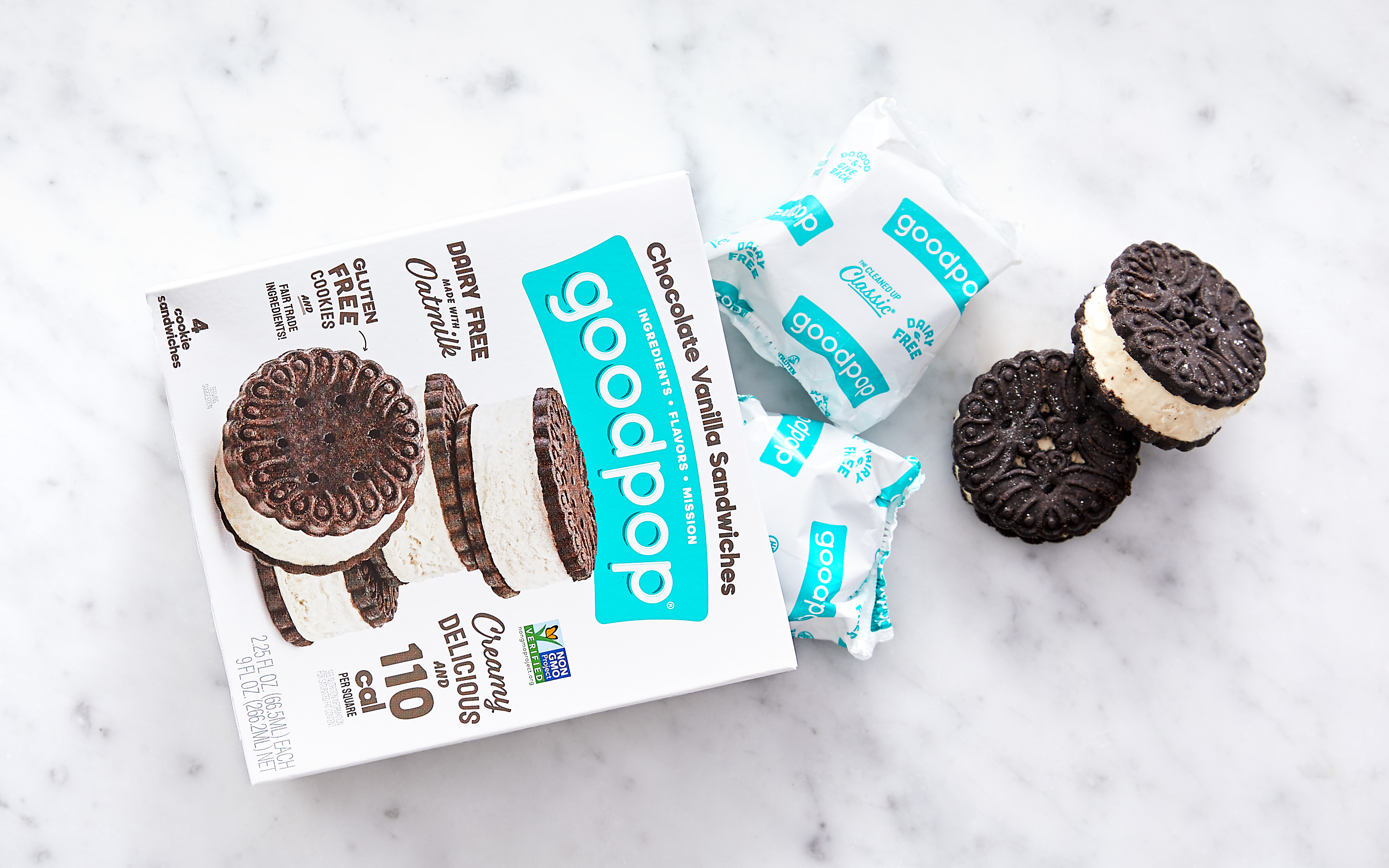 DairyFree Chocolate Vanilla Oatmilk Ice Cream Sandwiches 4 count