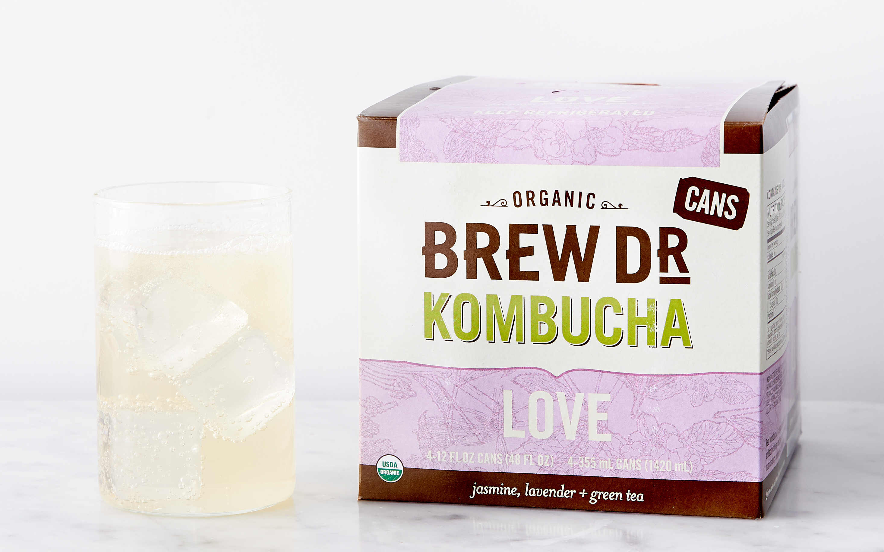 Organic Jasmine & Lavender Green Tea Kombucha 4 count Brew Dr