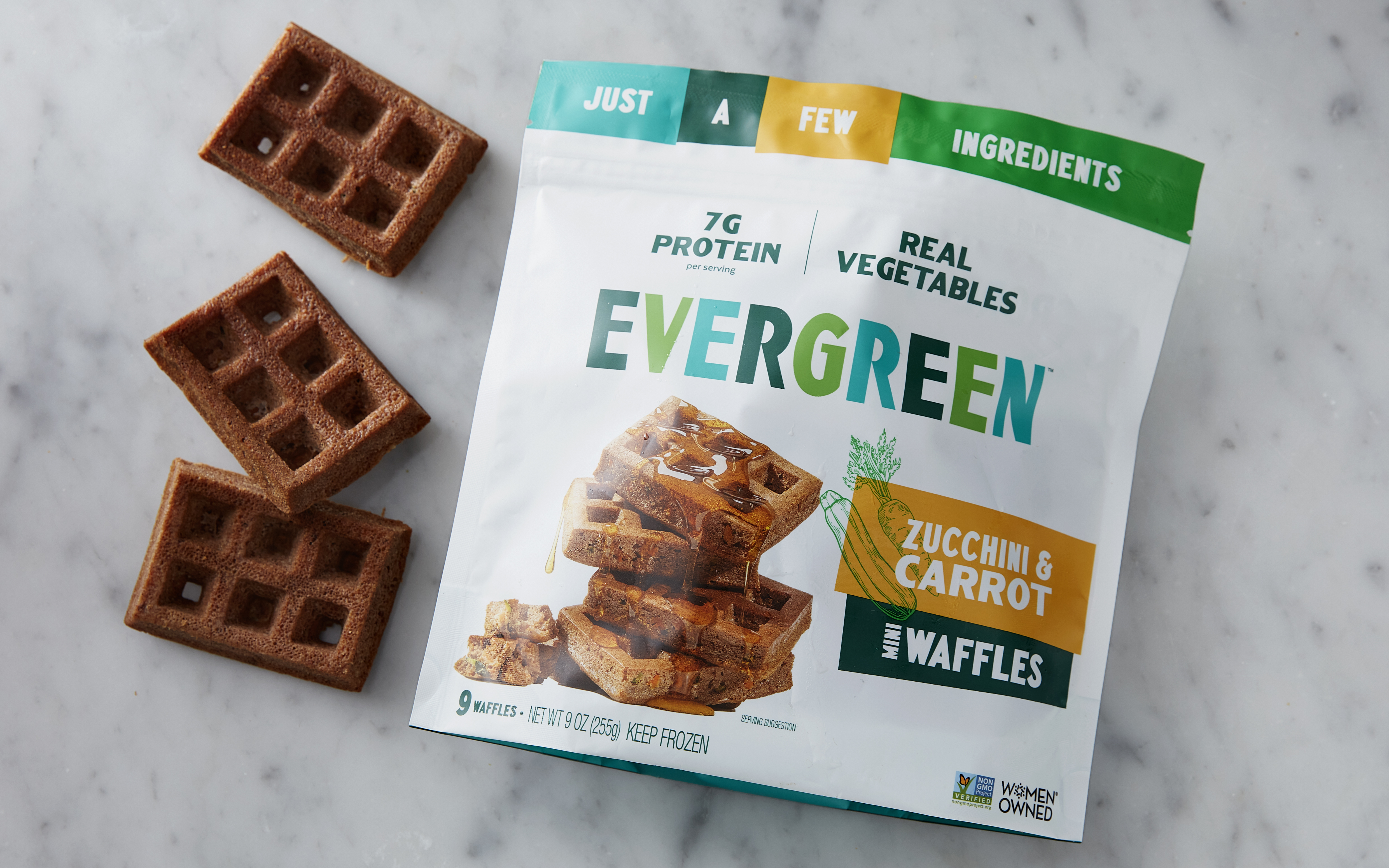 Zucchini & Carrot Frozen Waffles 9 oz Evergreen Waffles Good Eggs