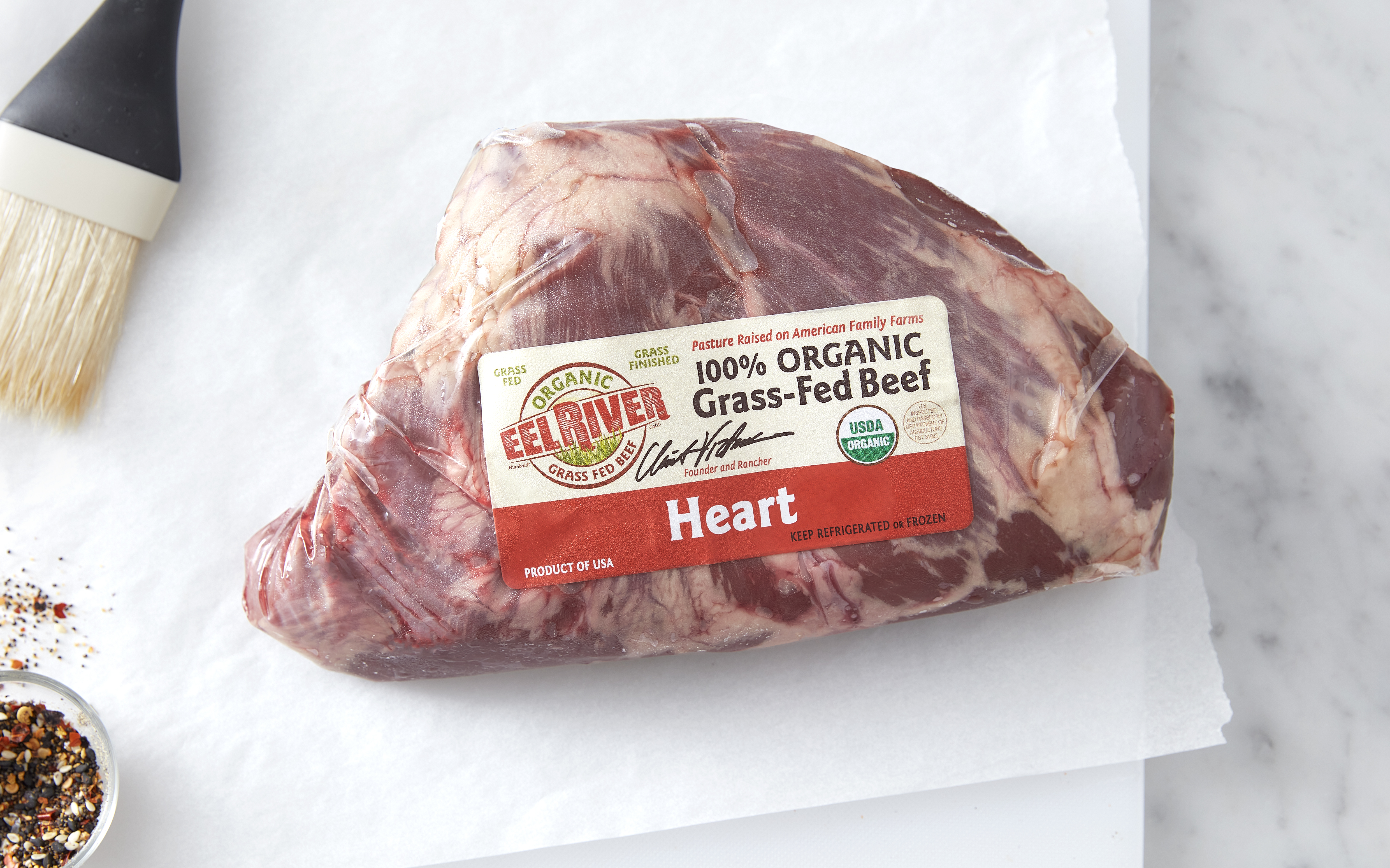 Organic GrassFed Beef Heart (Frozen) 1.25 lb Eel River Organic