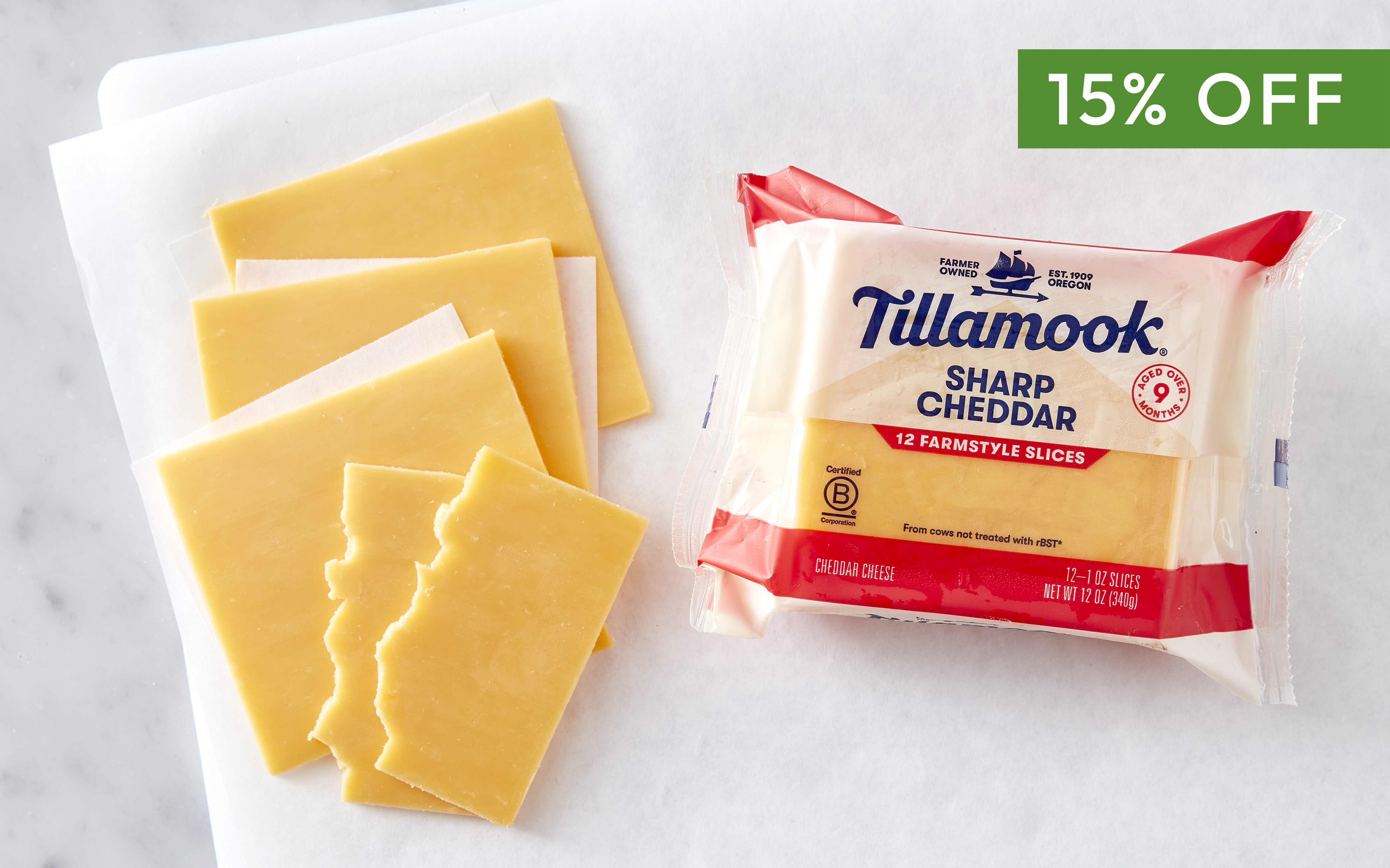 Sharp Cheddar Cheese Slices 12 oz Tillamook Good Eggs