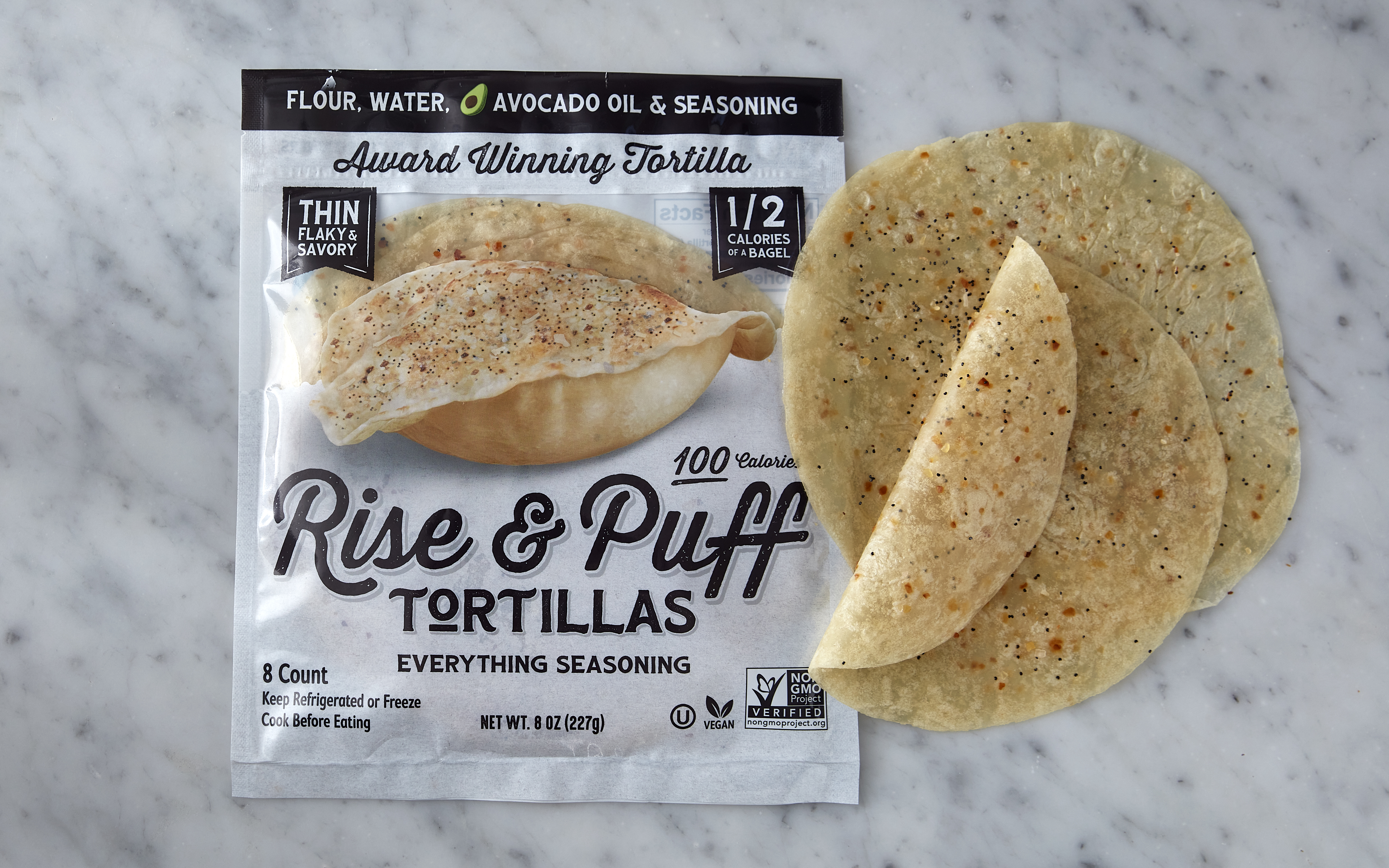 Rise & Puff Everything Tortilla 8 oz Rise & Puff Good Eggs