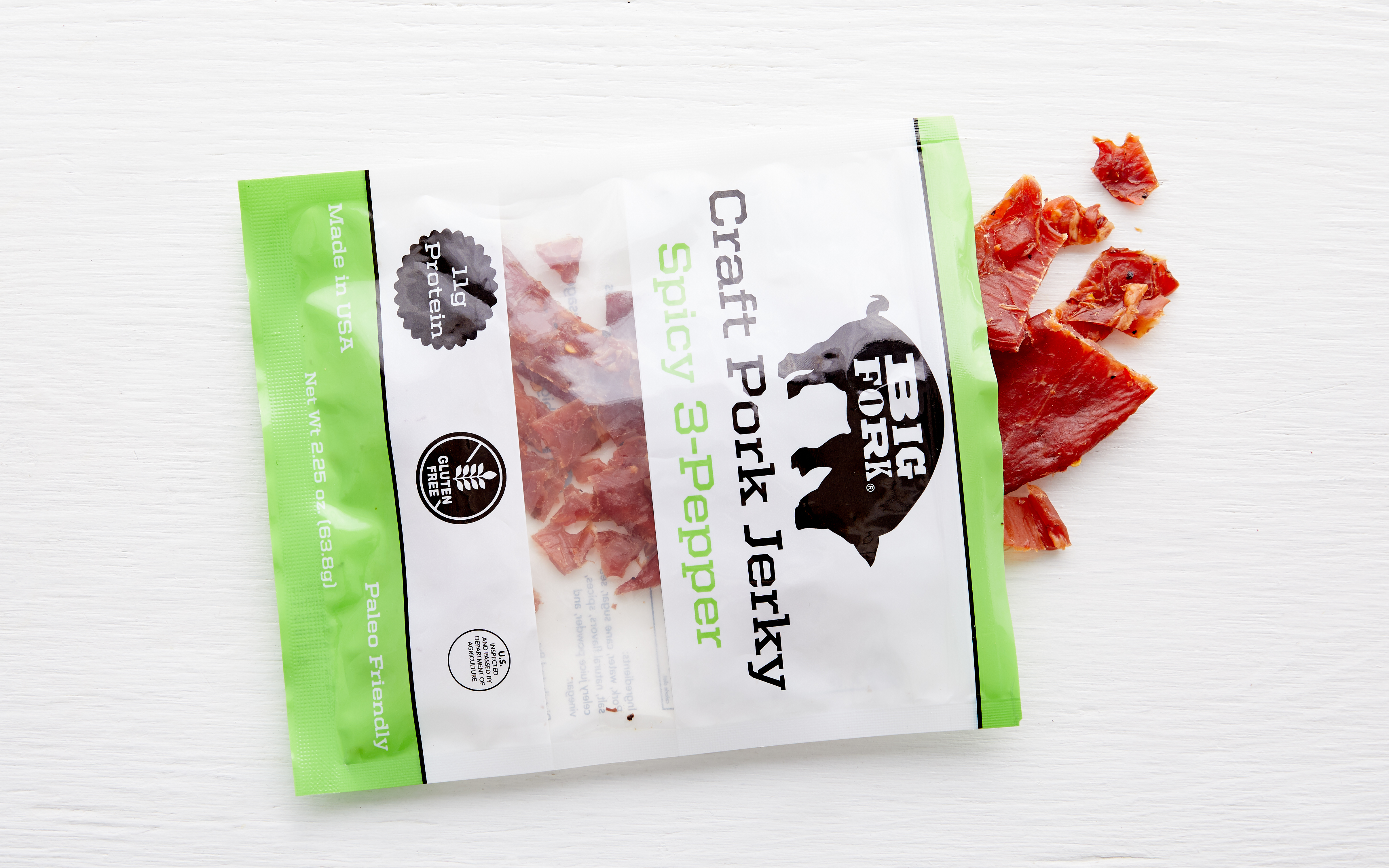 Spicy 3Pepper Pork Jerky 2.25 oz Big Fork Brands Good Eggs