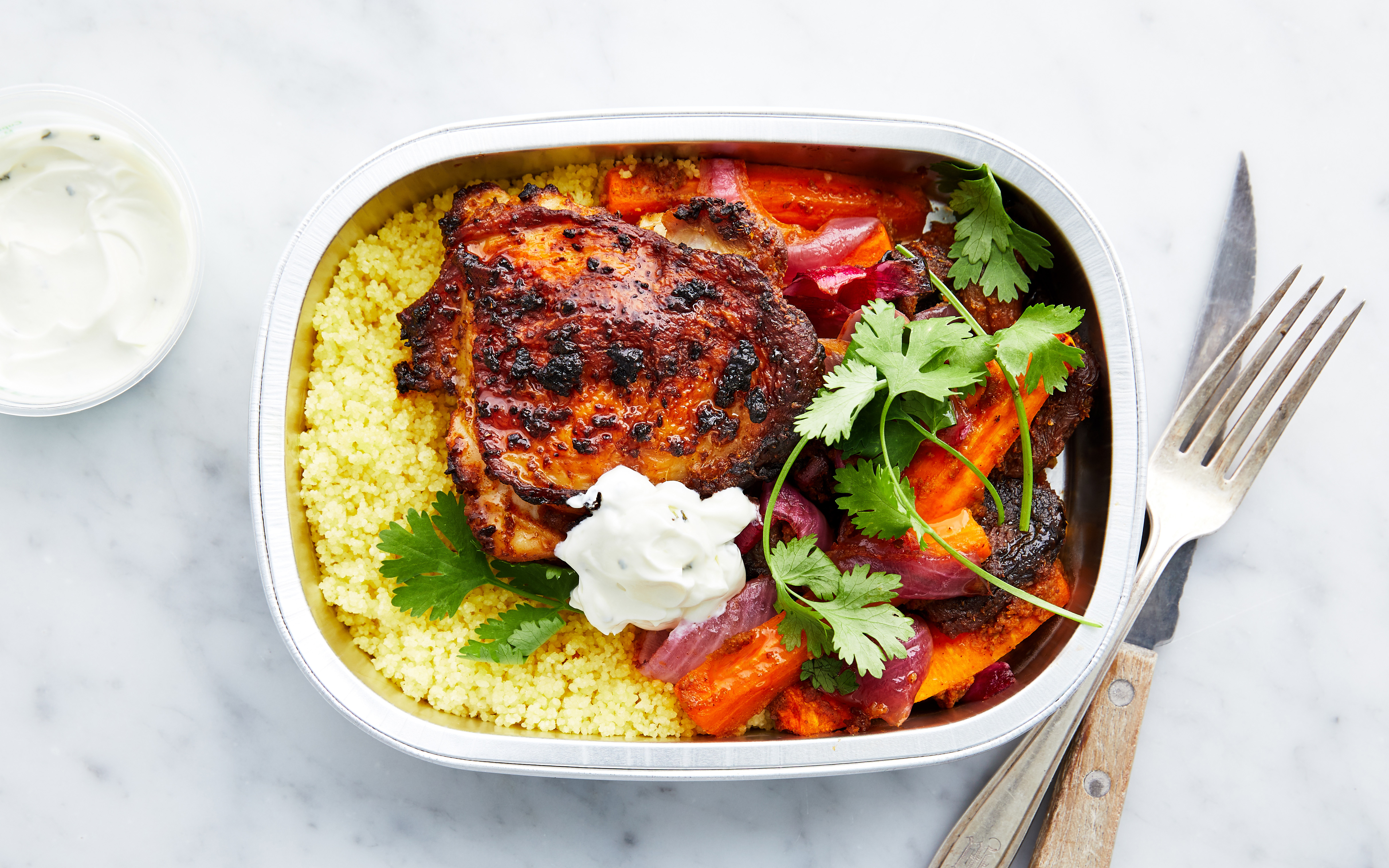 Moroccan Chicken with Couscous & Yogurt Sauce 1 lb Good Eggs