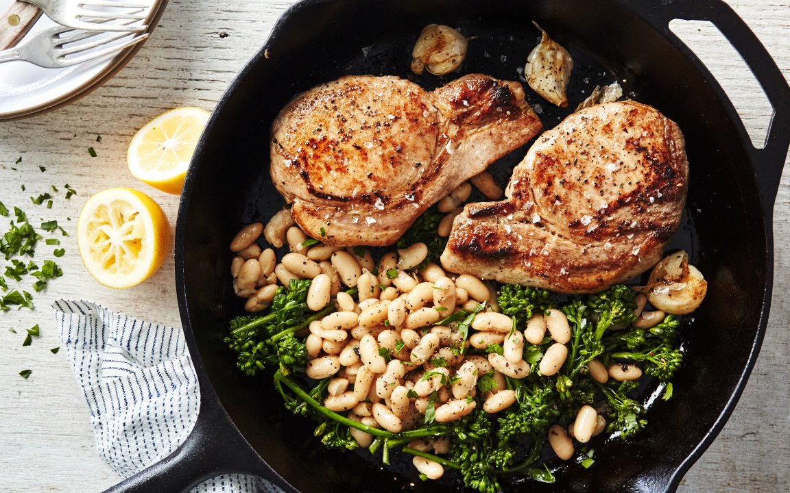 One-Pan Seared Pork Chops Baby Broccoli servings Good