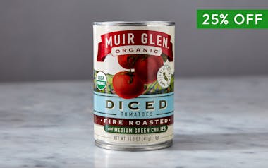 Organic Fire Roasted Diced Tomatoes with Medium Green Chilies