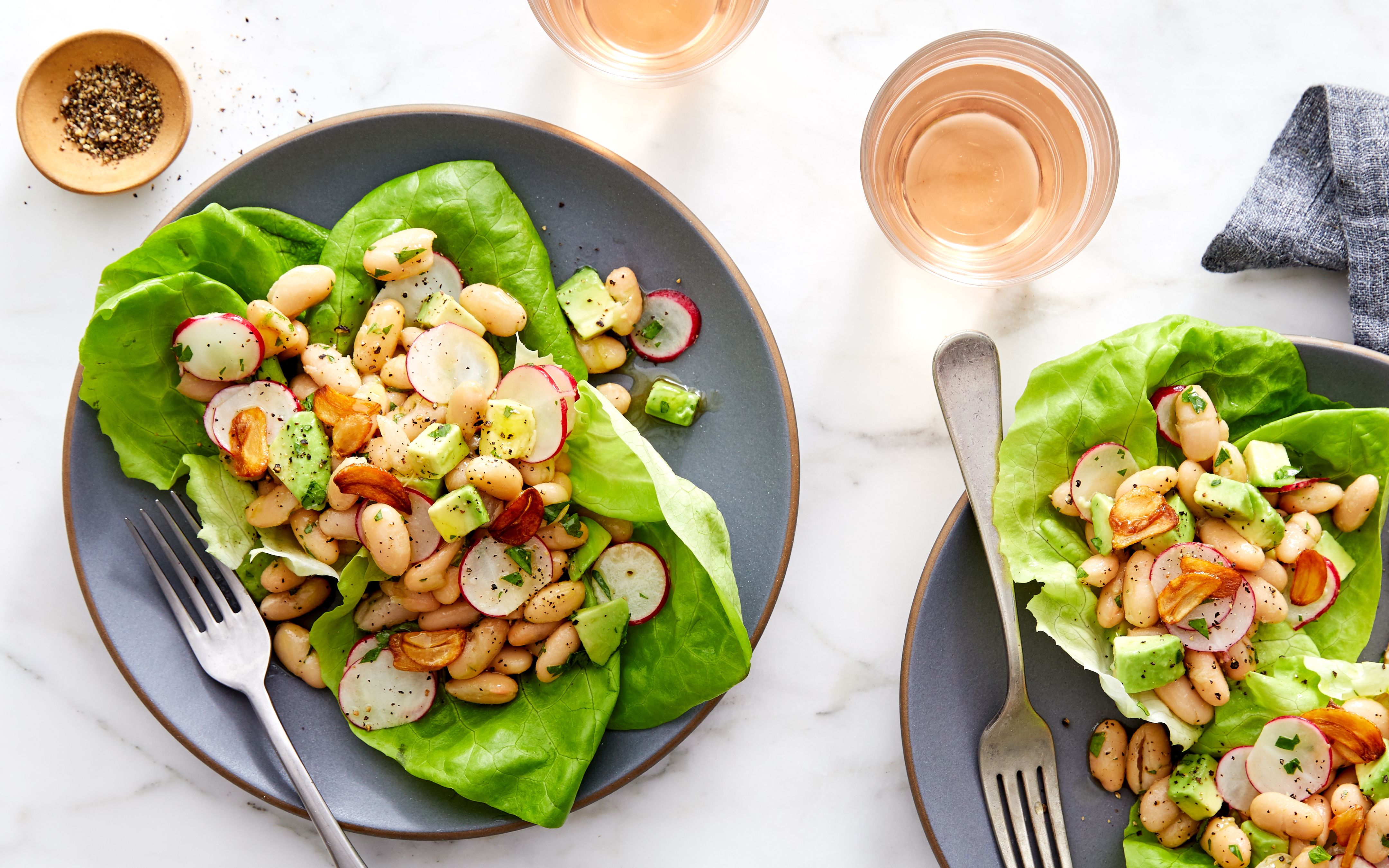 Marinated White Bean Salad with Crispy Garlic & Butter Lettuce Good