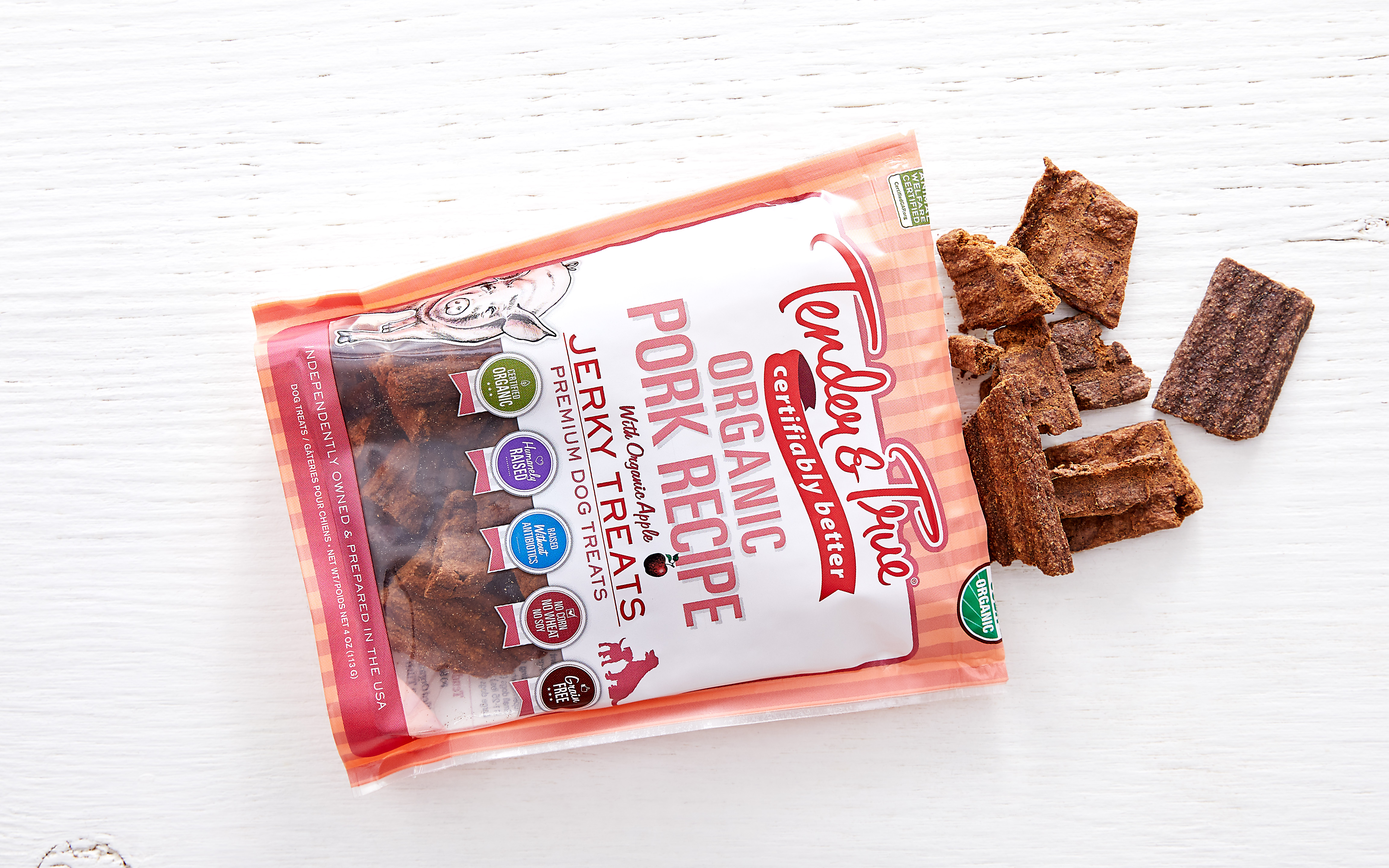 Organic Pork Jerky Dog Treats 4 oz Tender & True Good Eggs