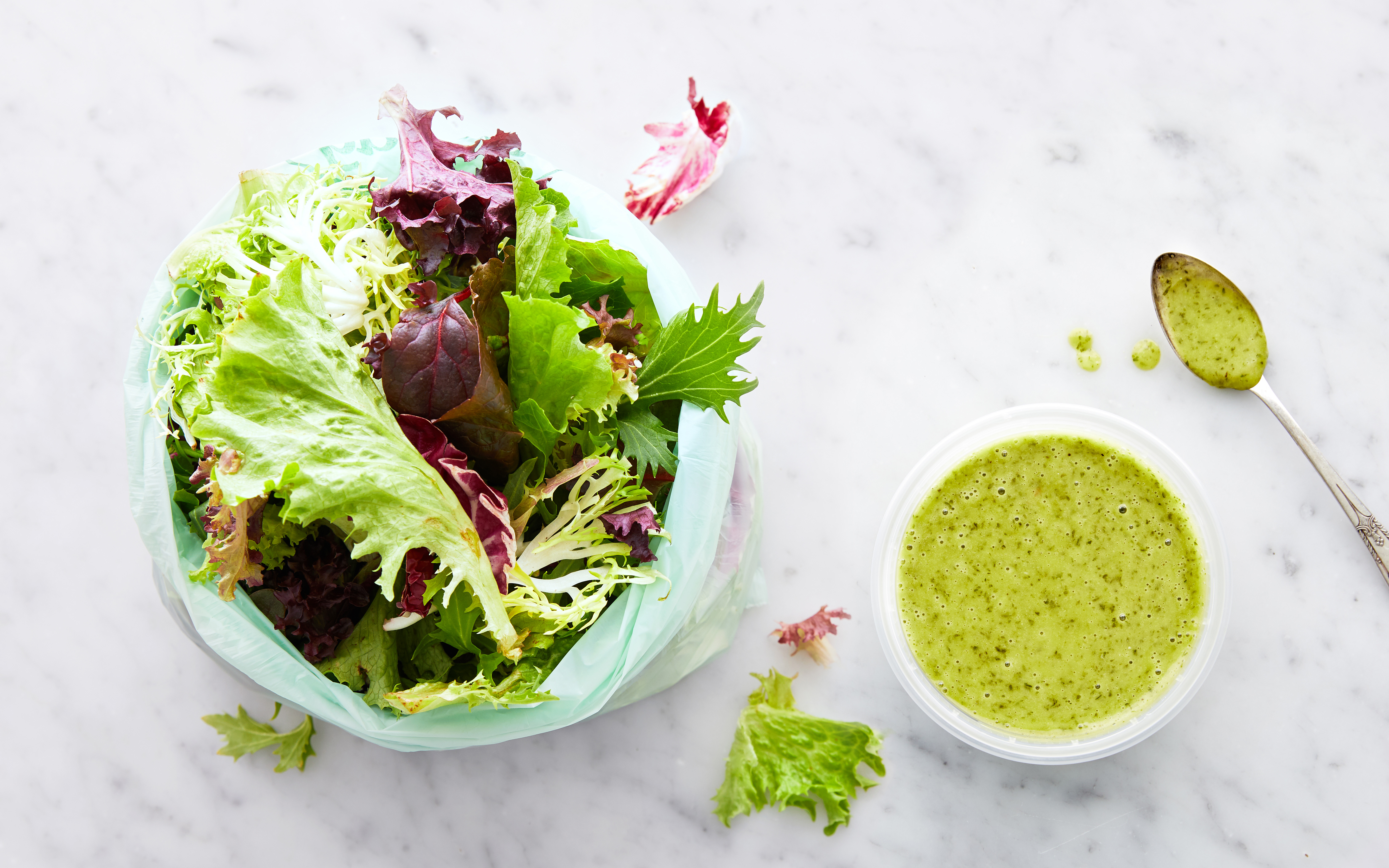 PreWashed Salad Greens with Cilantro Lime Vinaigrette Kit 3 servings Good Eggs Meal Kits