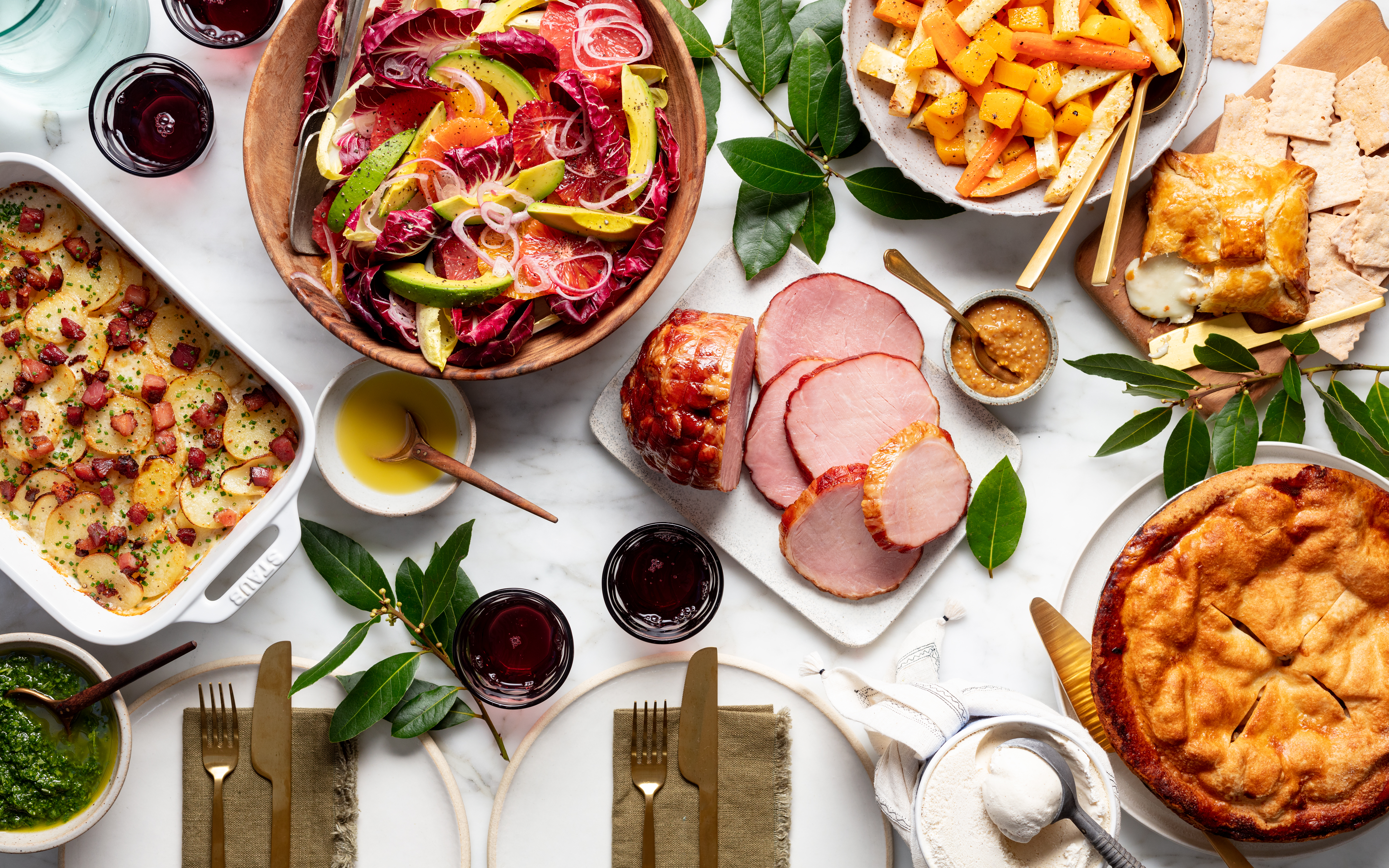 Ultimate Mini Ham Holiday Dinner 4 servings Good Eggs Meal Kits