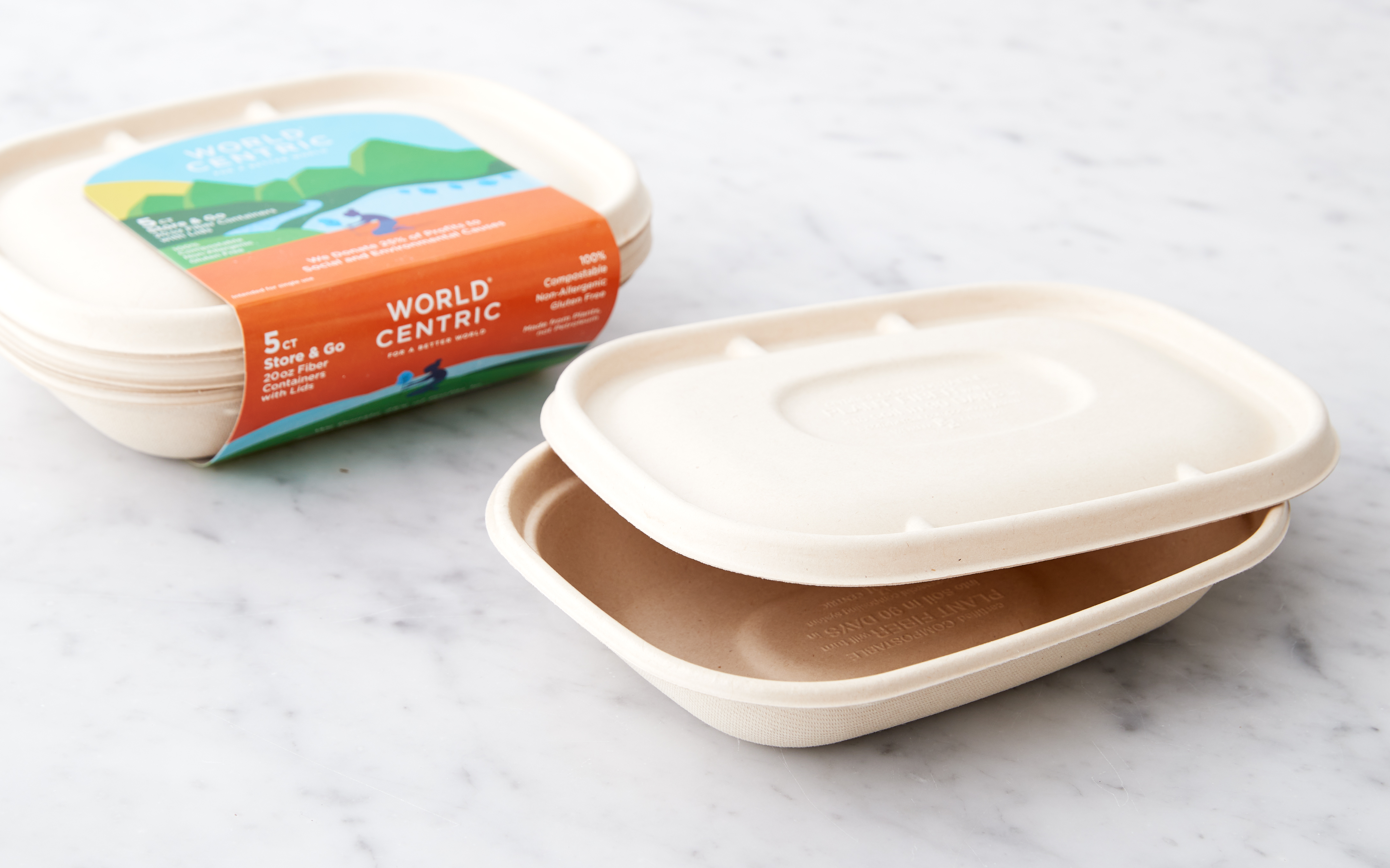 20 oz Compostable Containers with Lids 5 count World Centric Good